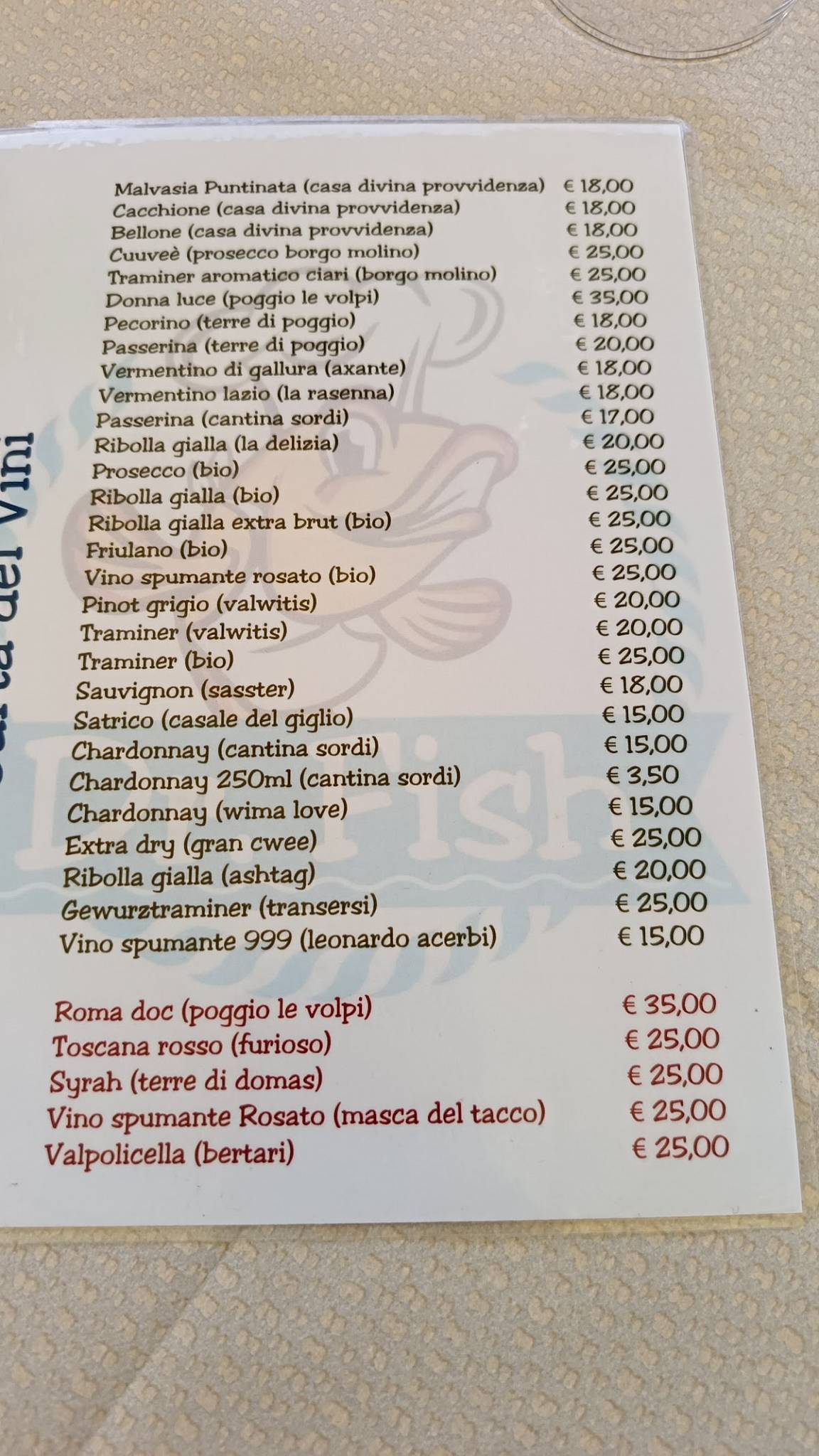 Menu di Dr. Fish 