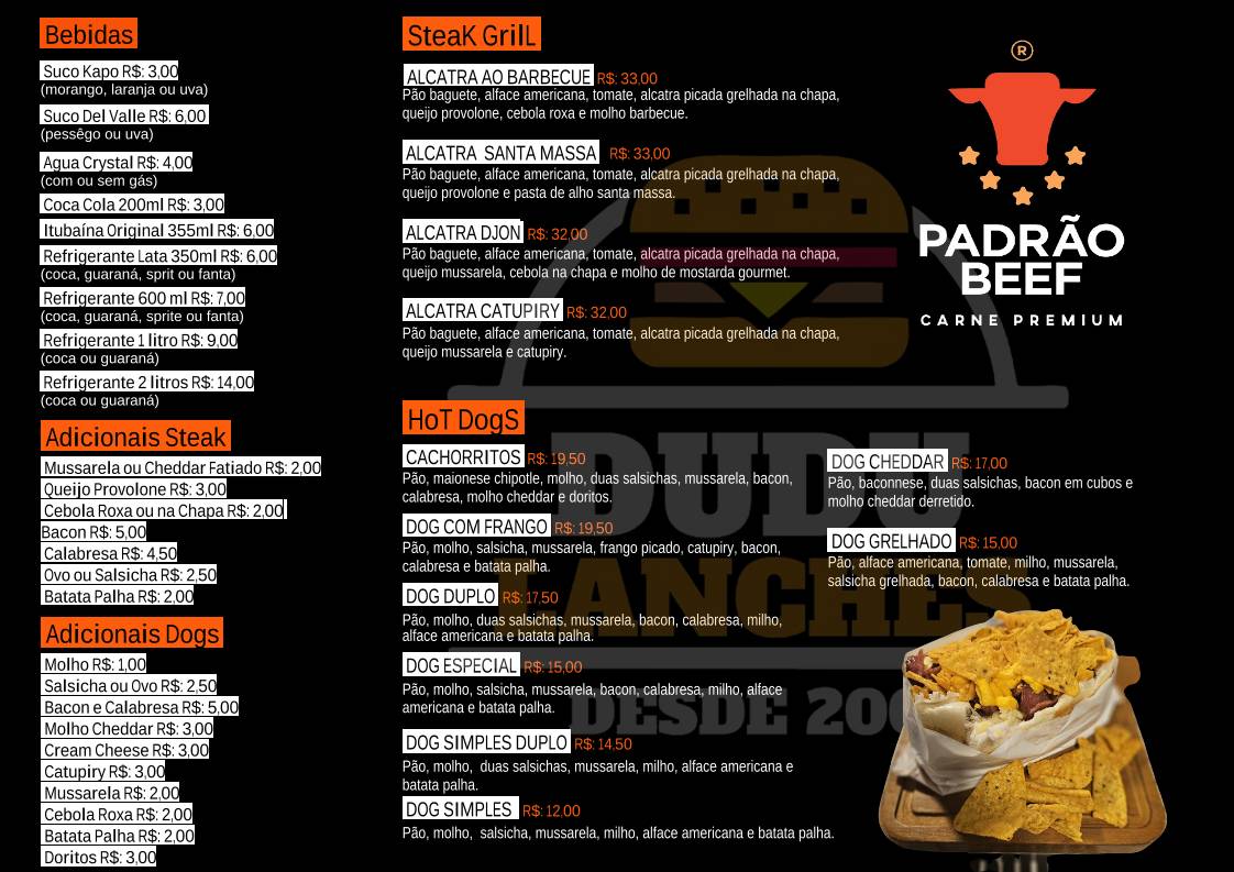 Dudu Lanches cardápio