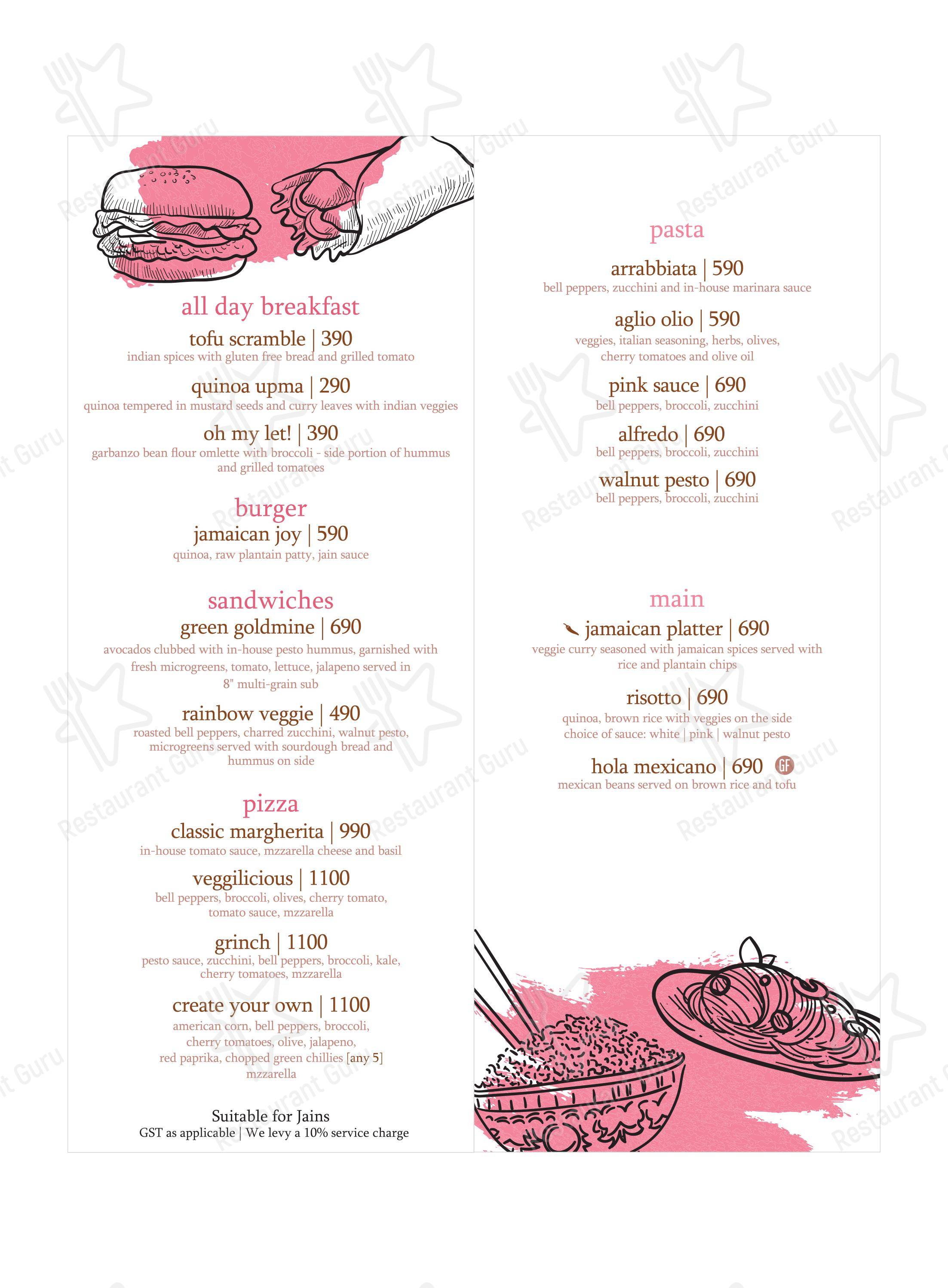 Menu for the Earth Cafe @ BKC cafe