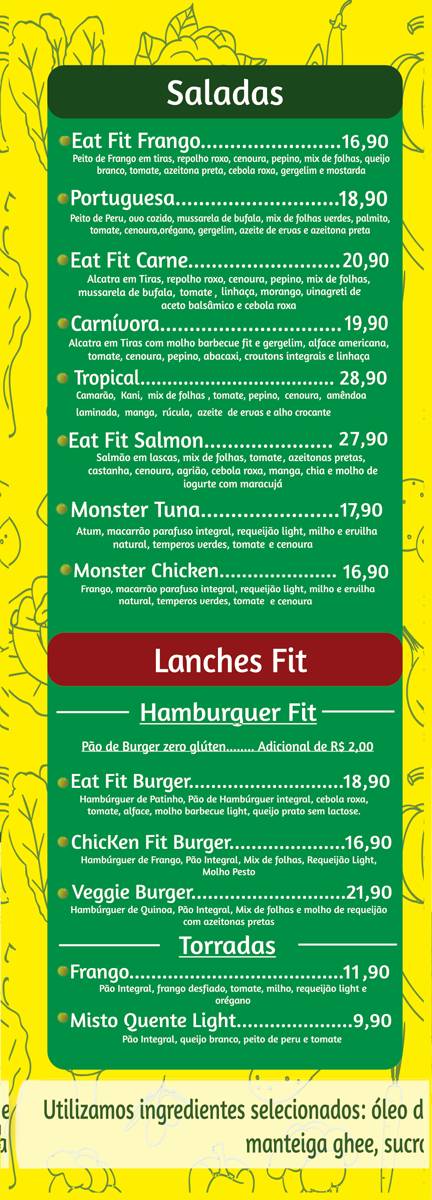 Eat Fit Alimentação Saudável cardápio