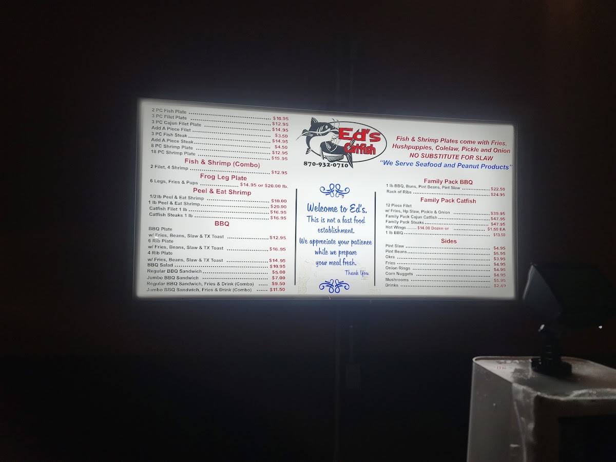 Menu at Ed's Catfish & BBQ, Jonesboro