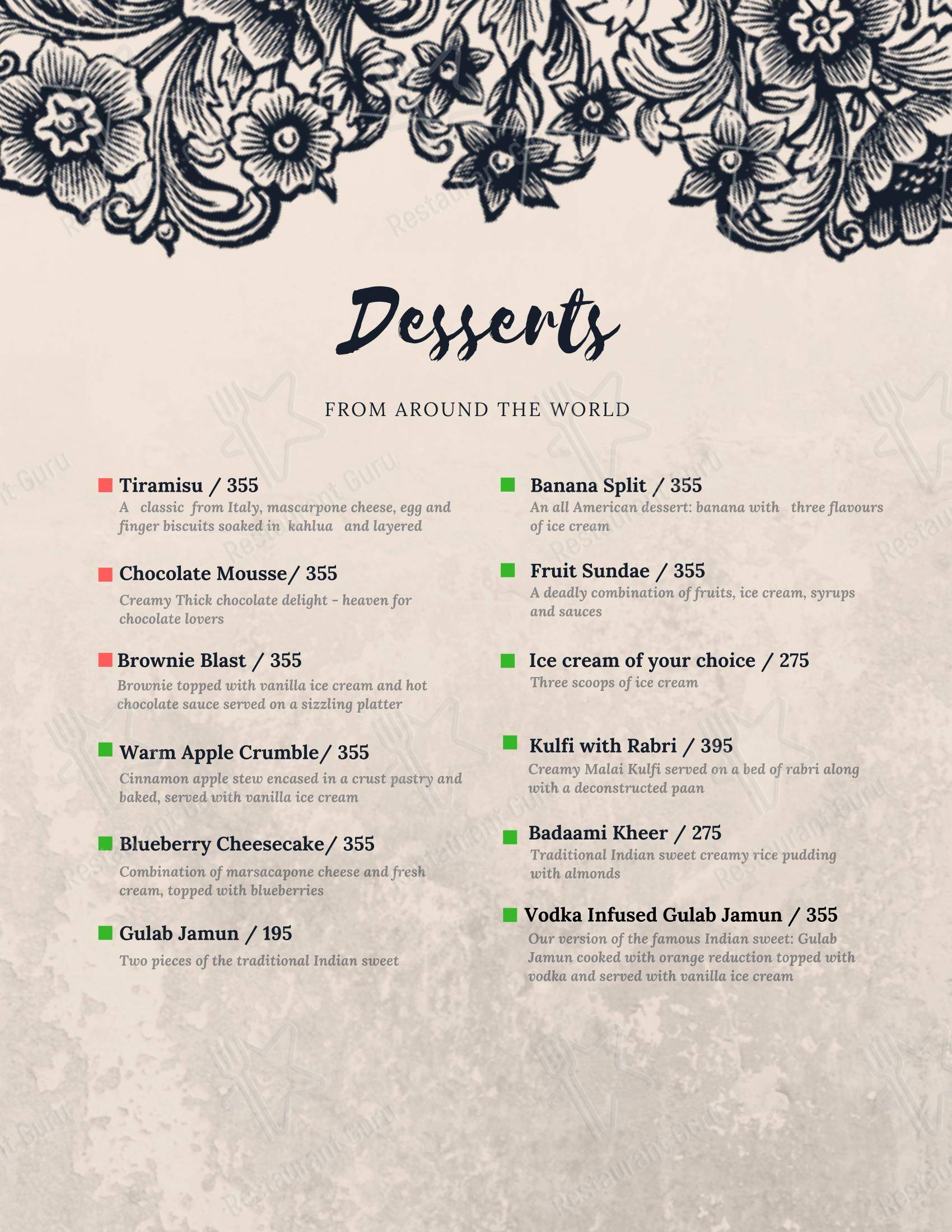 Eighteen71 Cookhouse & Bar (Indian & Oriental Fine Dining Restaurant in Shimla) - Menu