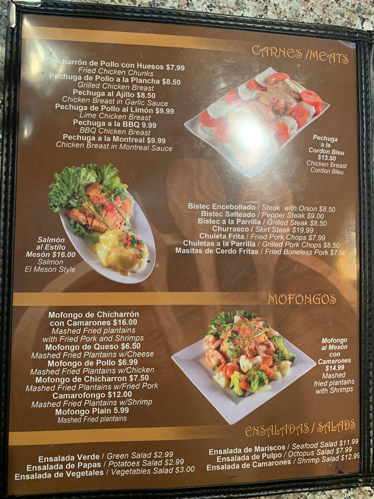 Menu at El Meson Restaurant, Perth Amboy