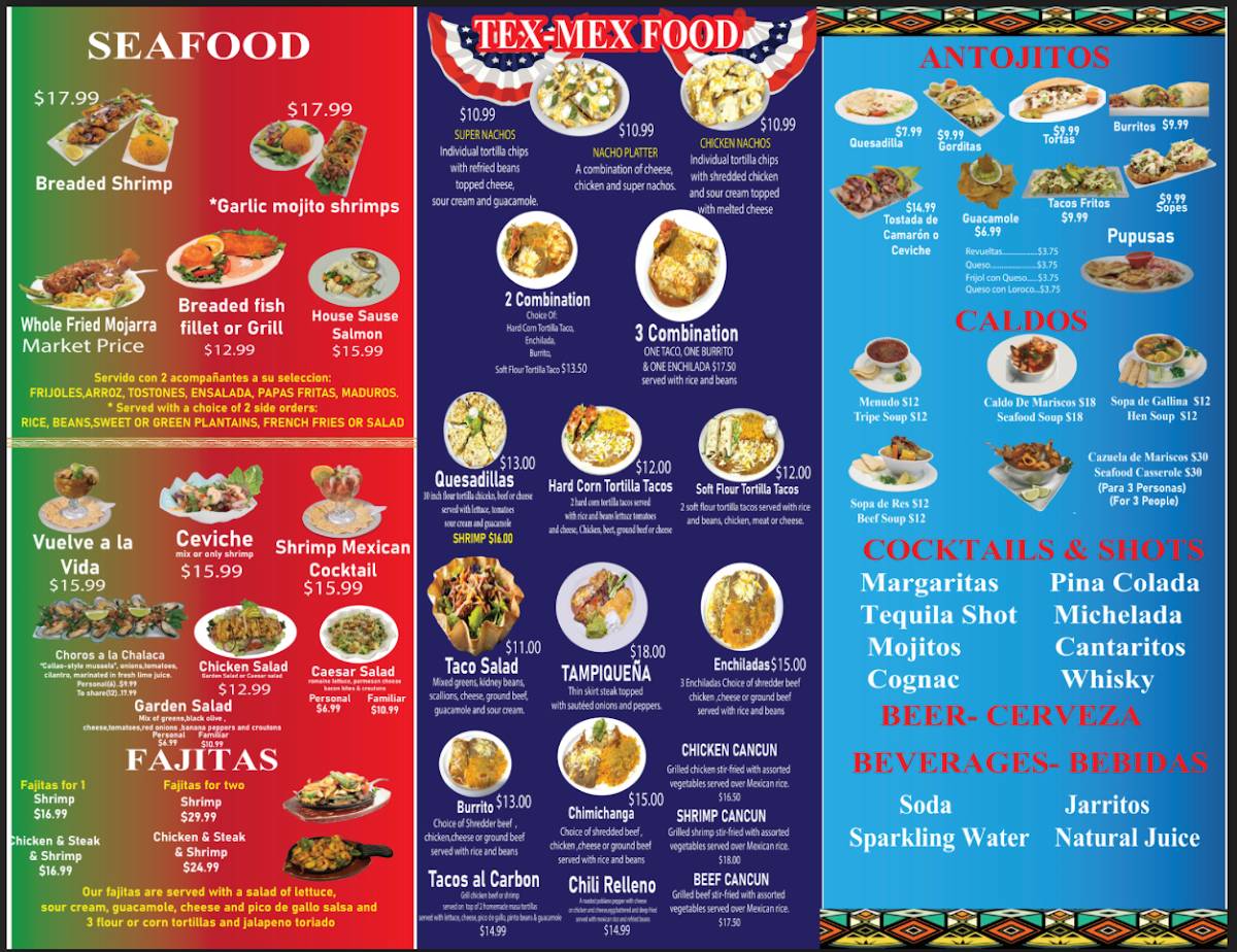 Menu at El Patron TEX-MEX restaurant, Greenacres