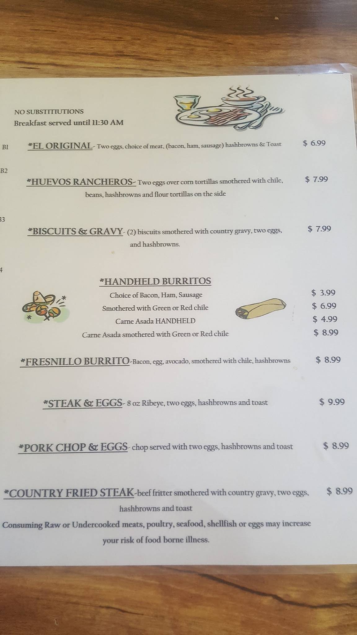 Menu at El Vallecito Restaurant, La Jara, 111 Spruce St