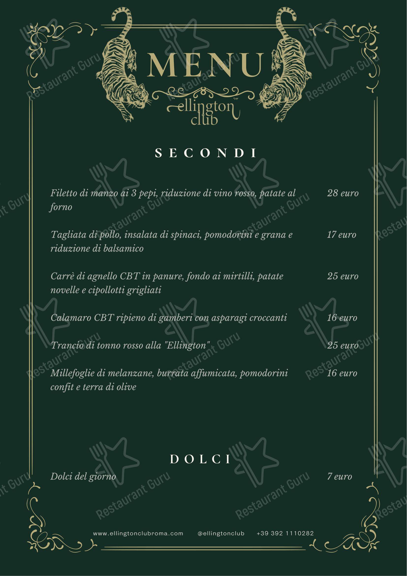 Ellington Club in Roma - Menu bar