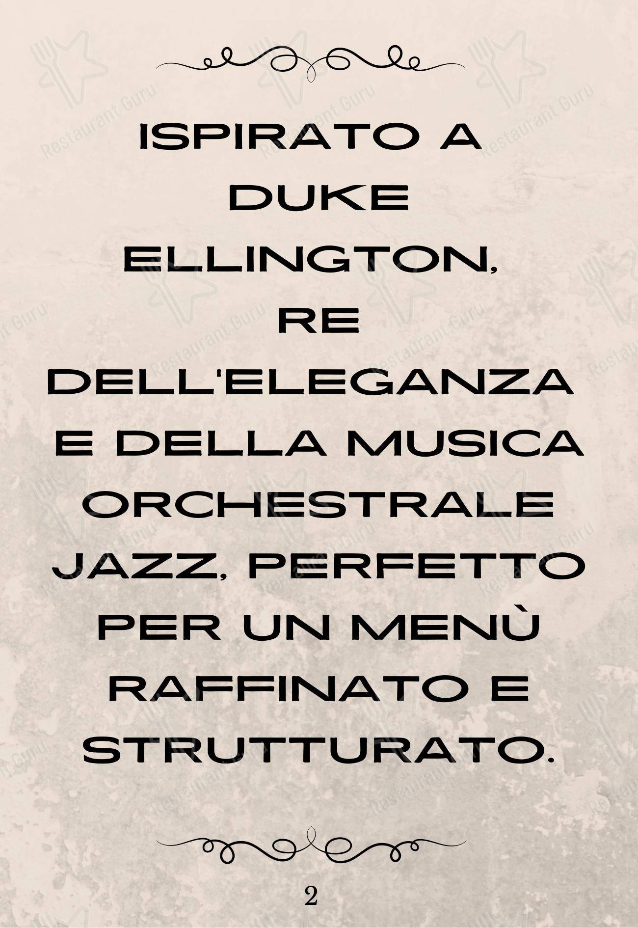 Menu per Ellington Club in Roma