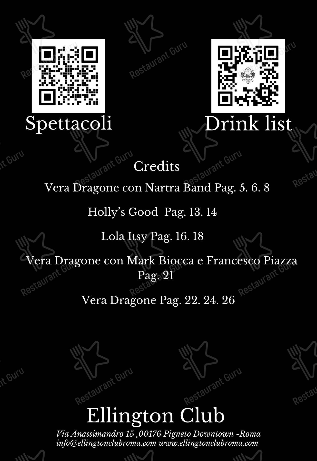 Menu di Ellington Club - Menu