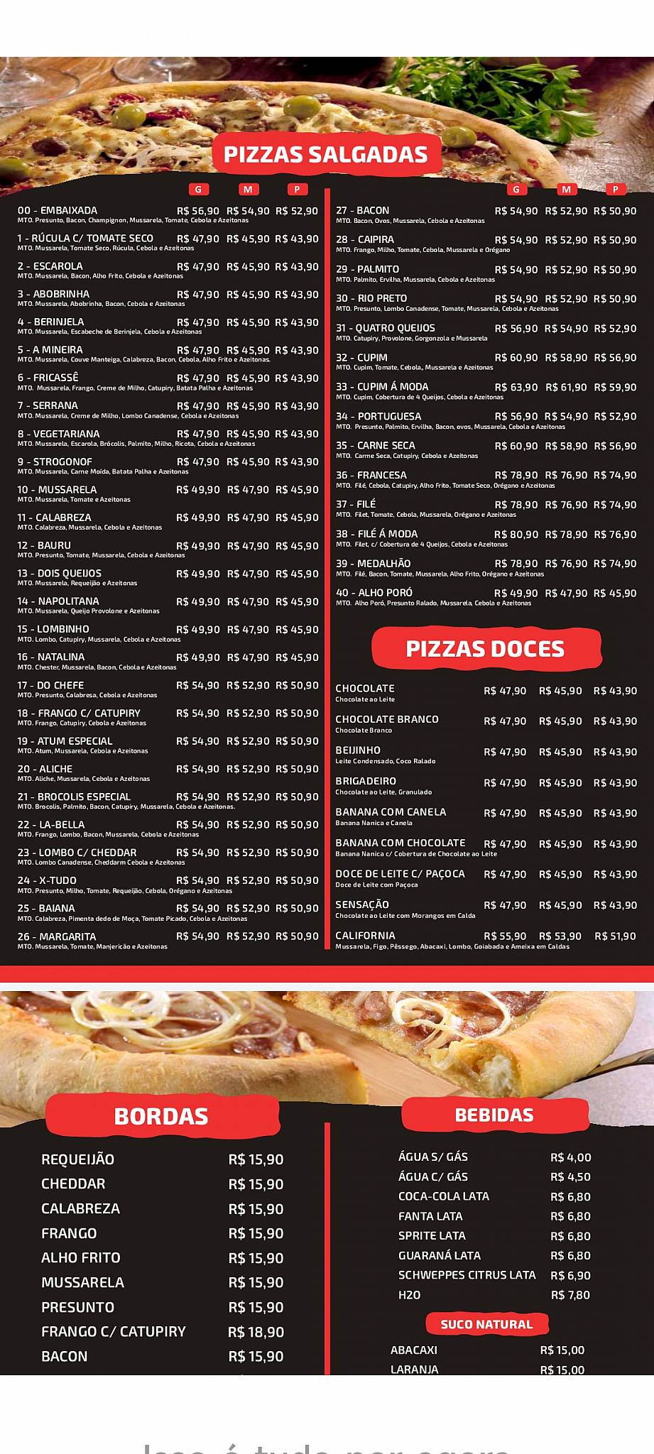 Embaixada da Pizza Pizzaria cardápio