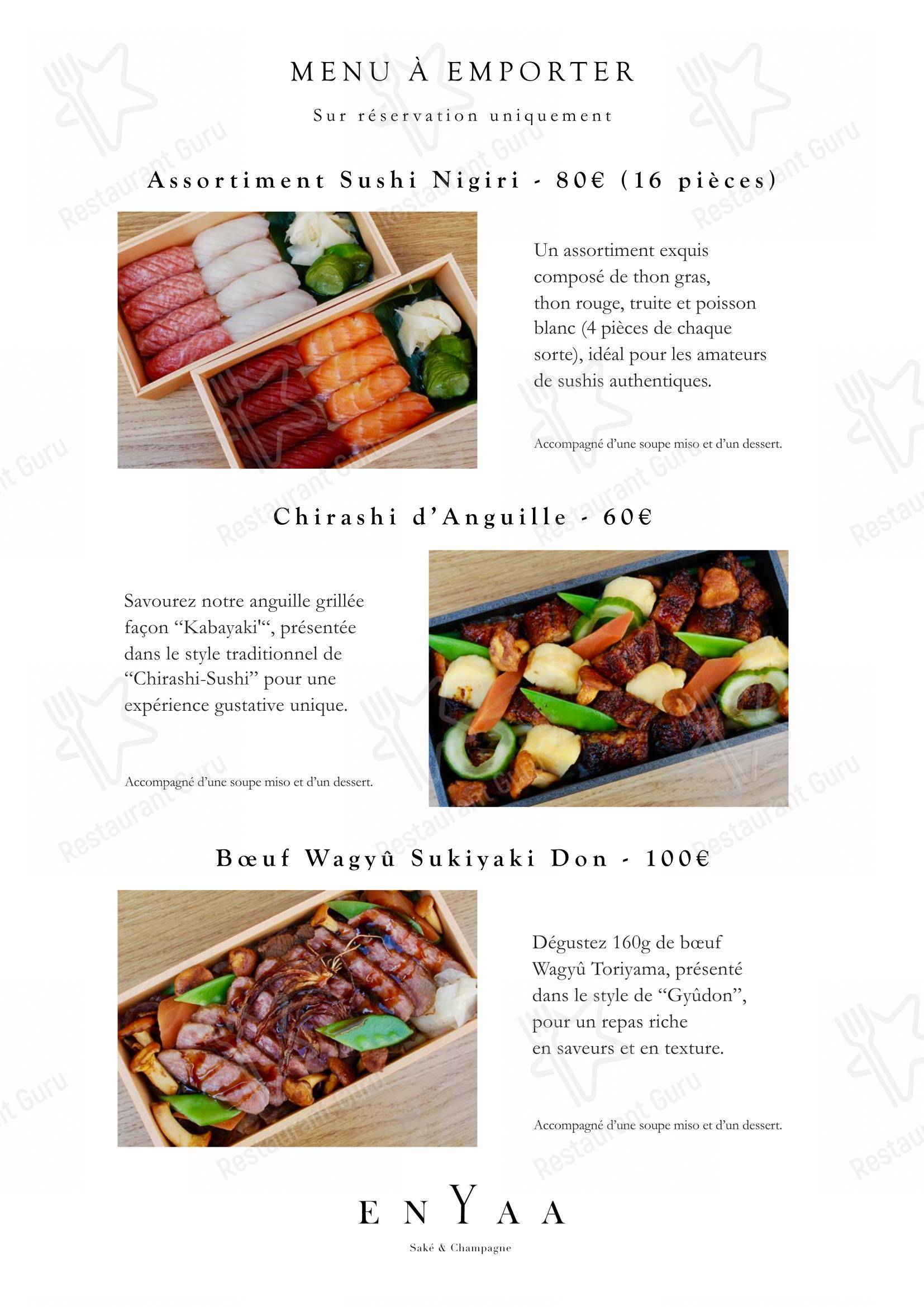 Menu pour EnYaa - Saké & Champagne - Детское