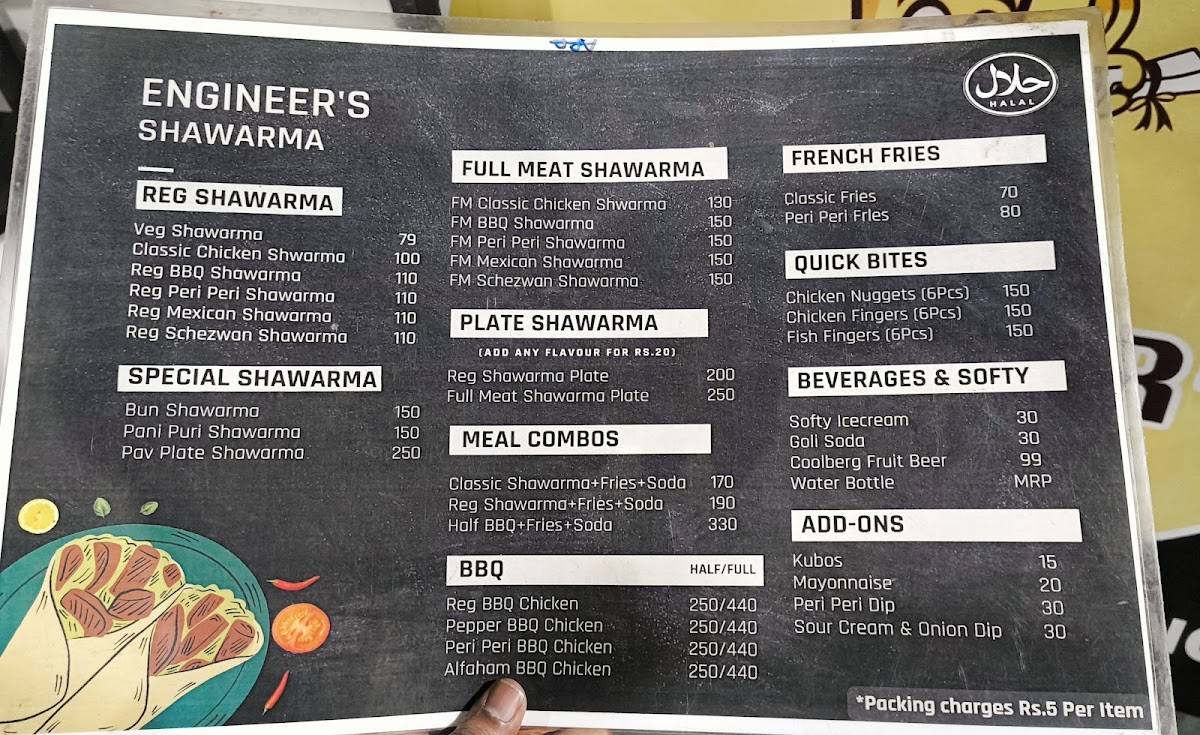 Engineer's Shawarma menu
