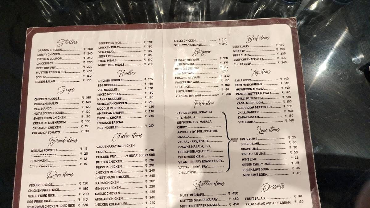 Enhance the Taste Of Malabar menu