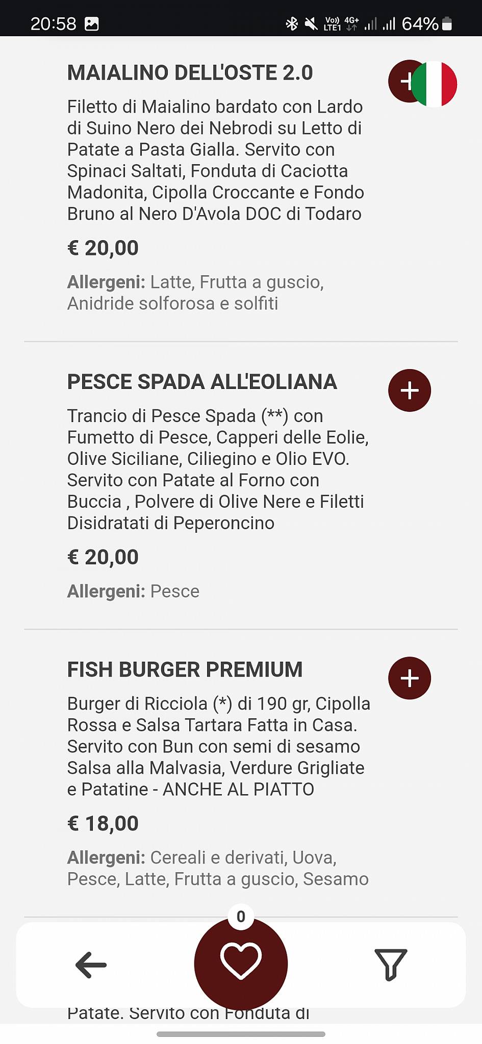 Menu di Enosteria Sicula 
