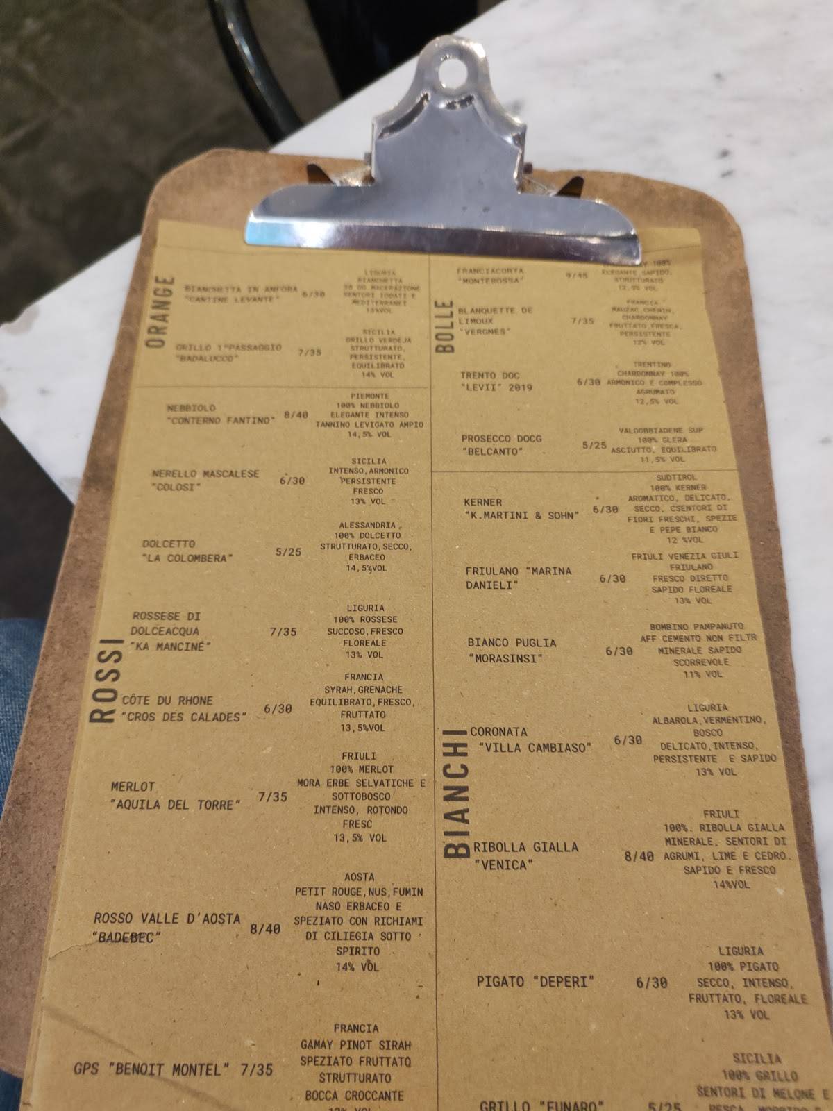Menu di Enoteca Ristoro 
