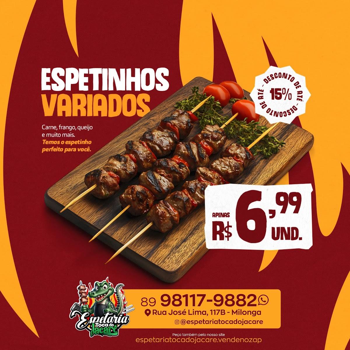Espetaria Toca do Jacaré cardápio