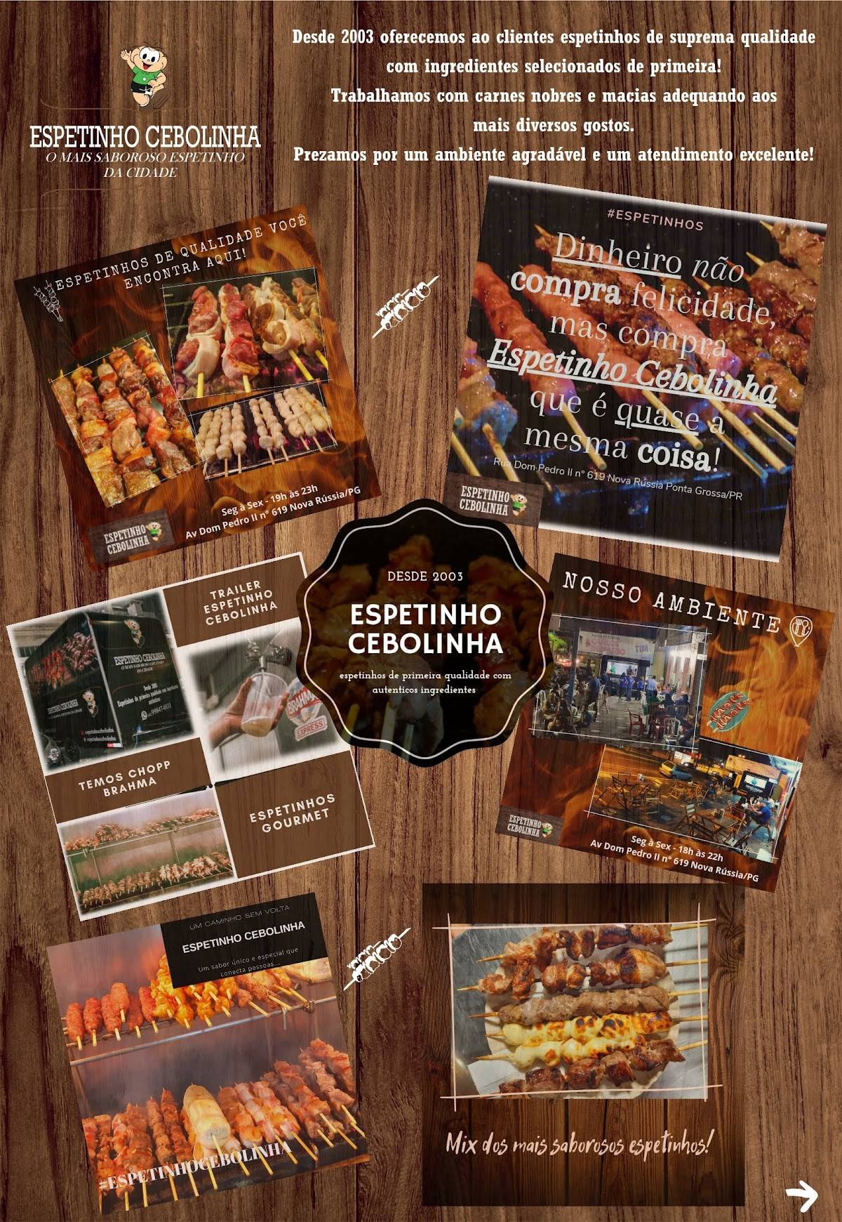Espetinho Cebolinha cardápio
