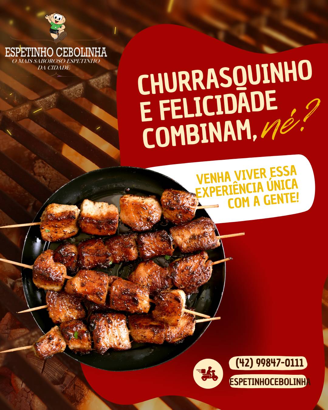 Espetinho Cebolinha cardápio
