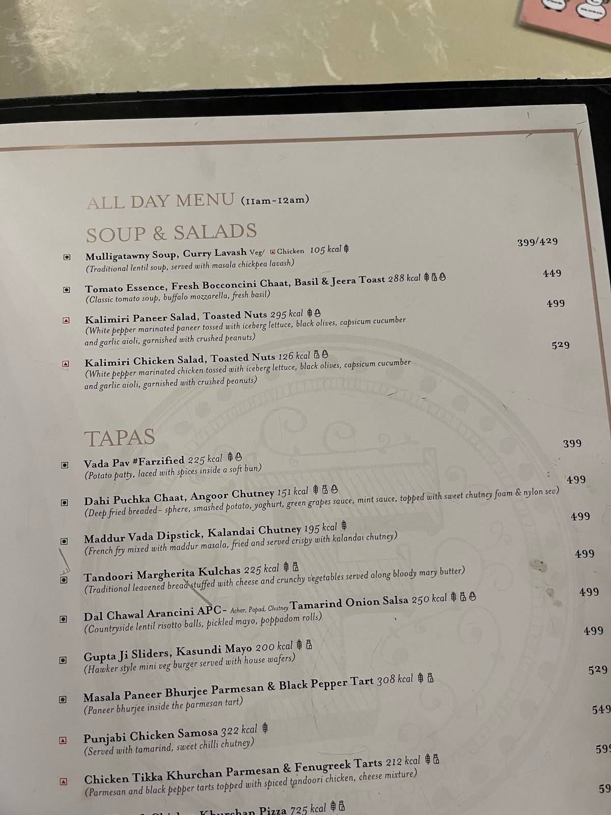 FARZI CAFÉ menu