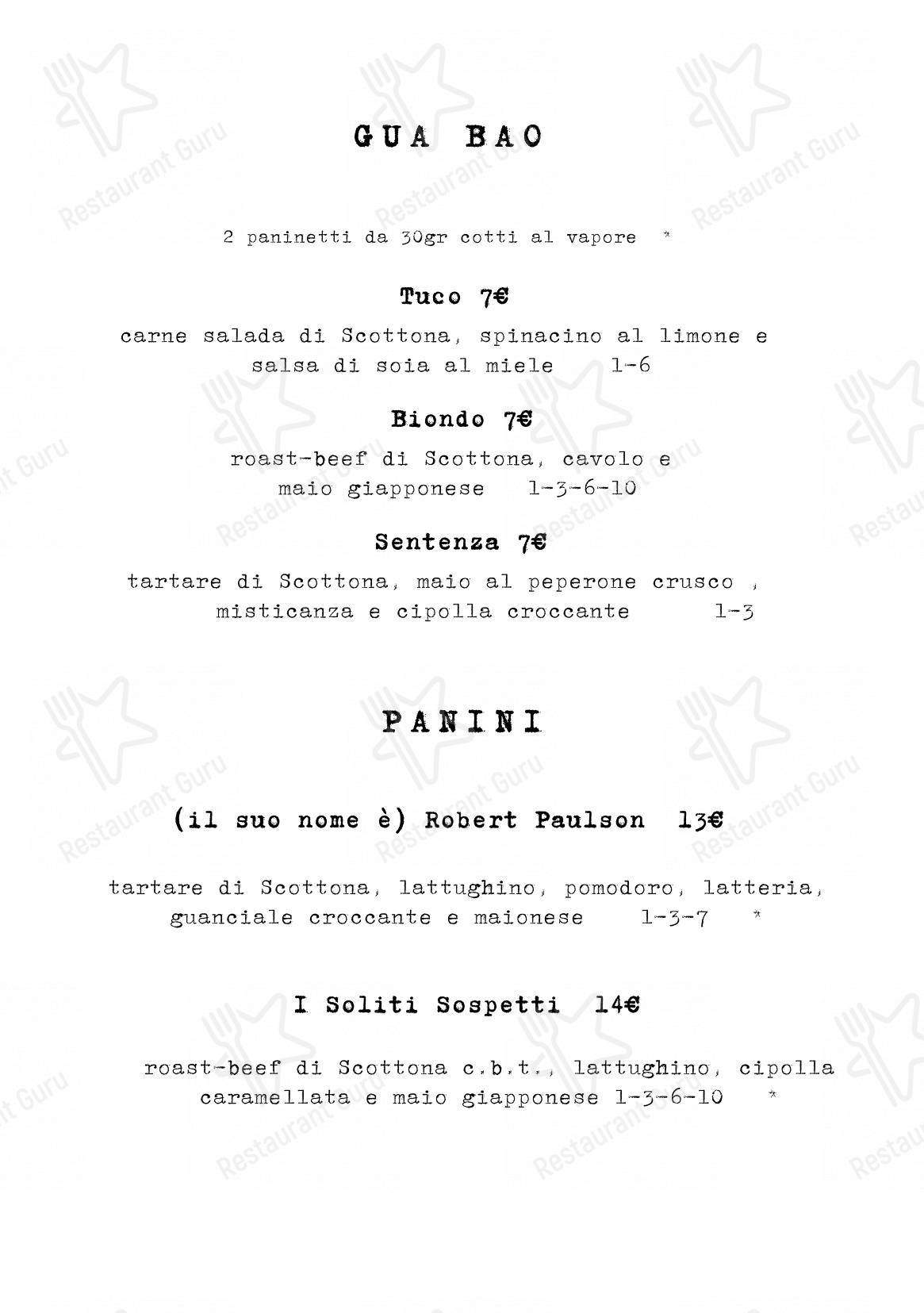FASSANGUE_ La Bottega in Roma - Menu