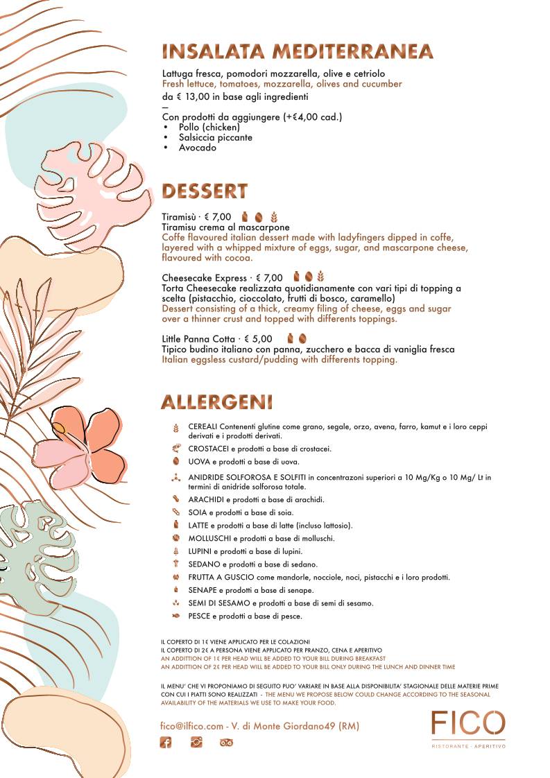 Menu di Fico Ristorante Aperitivo 