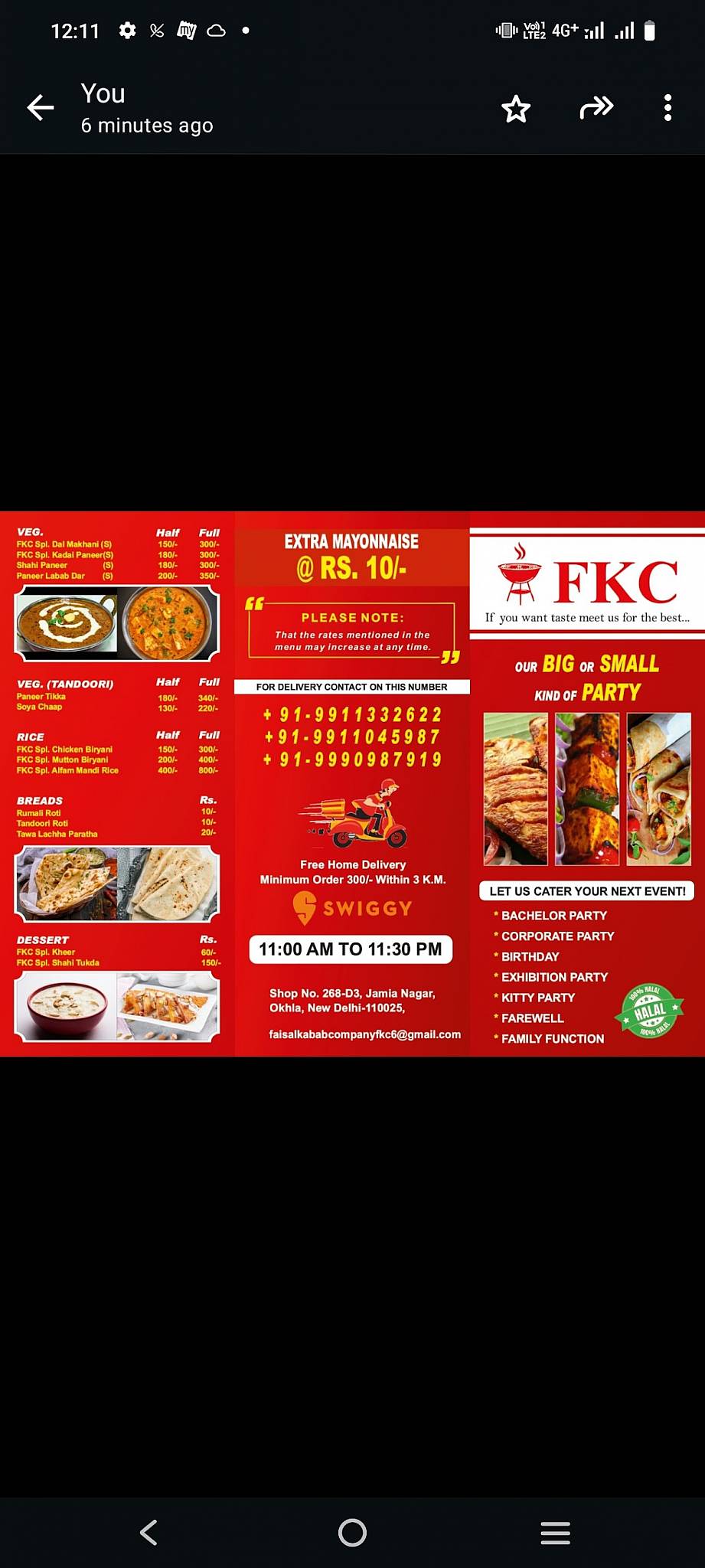 FKC momos & rolls menu