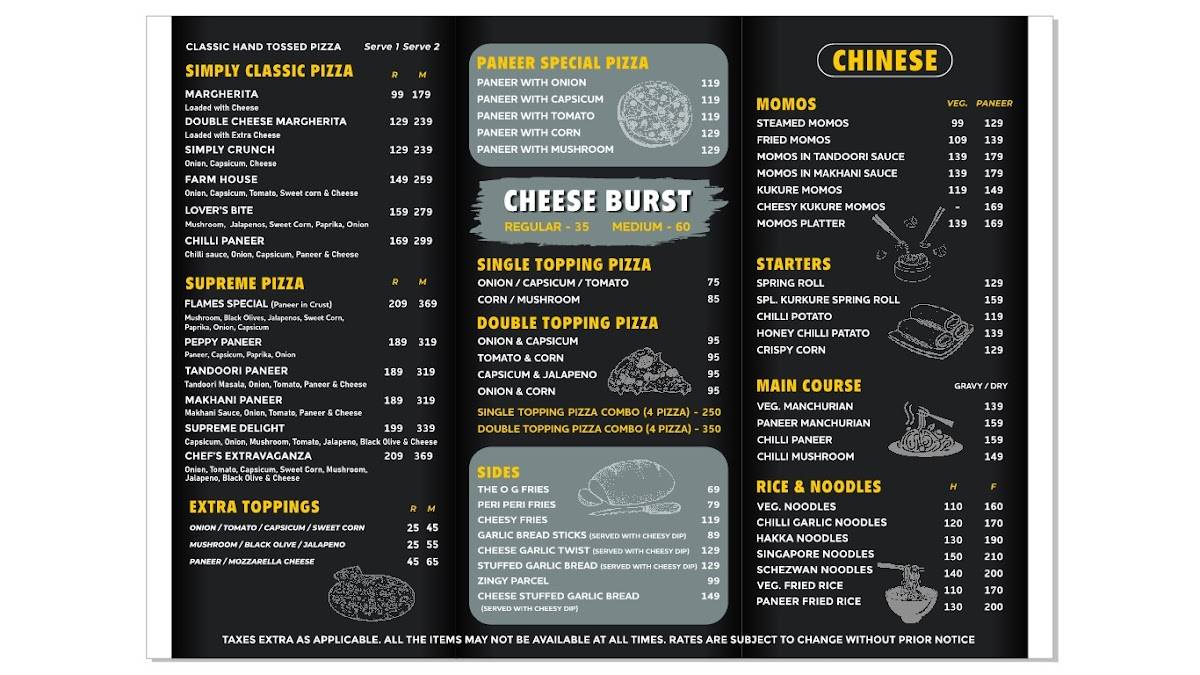 FLAMES Restaurant menu