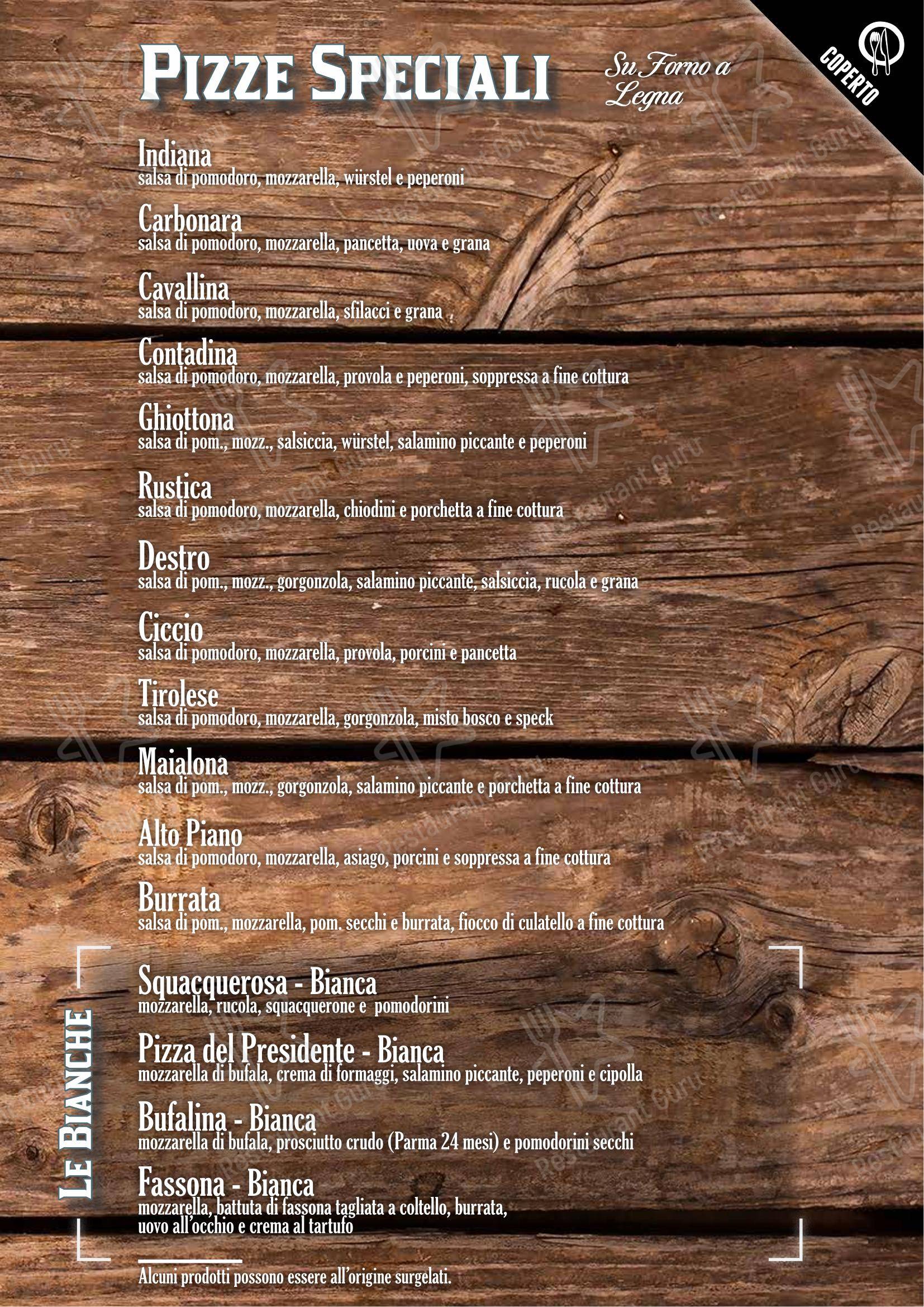 Menu per Fabbrica di Pedavena Mirano pub & bar