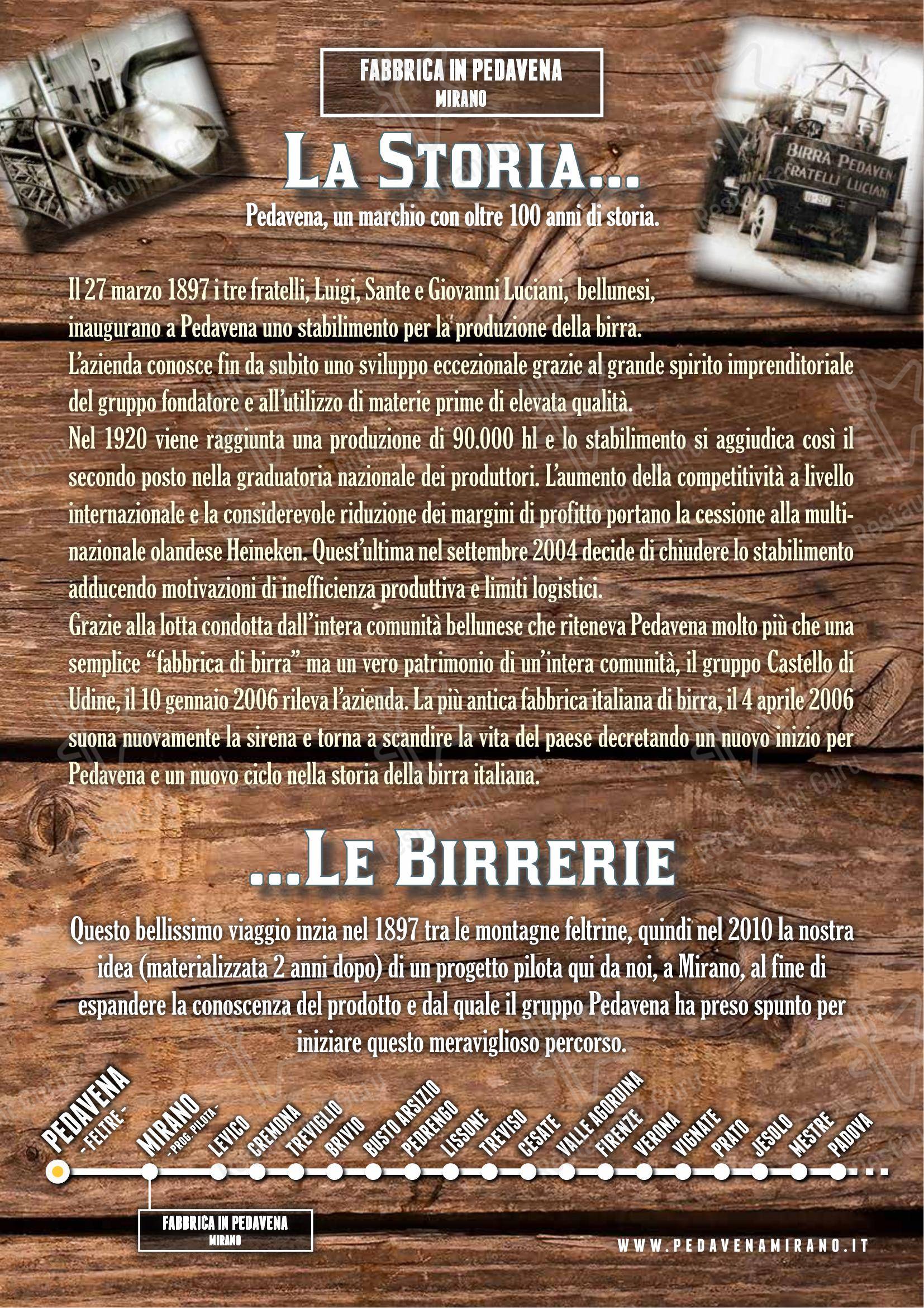 Menu per Fabbrica di Pedavena Mirano in Mirano
