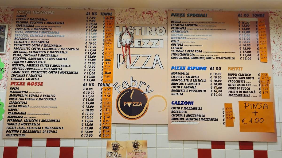 Menu di Fabry Pizza e Pinsa 
