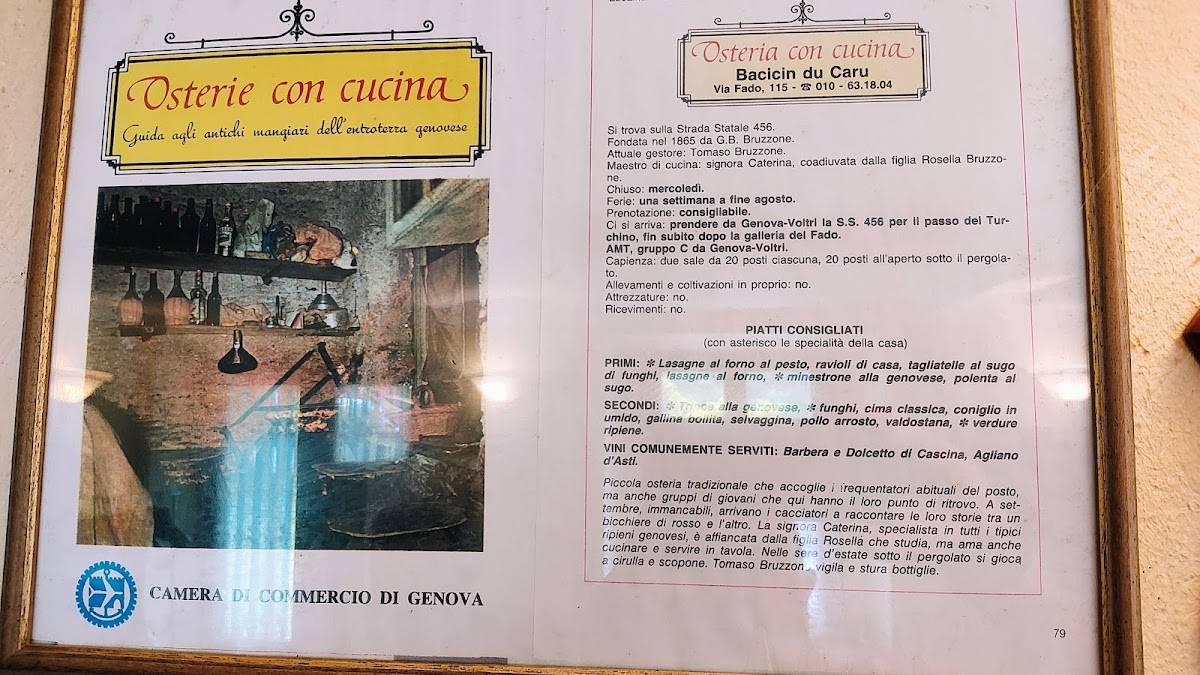 Menu di Baccicin dü Carü 