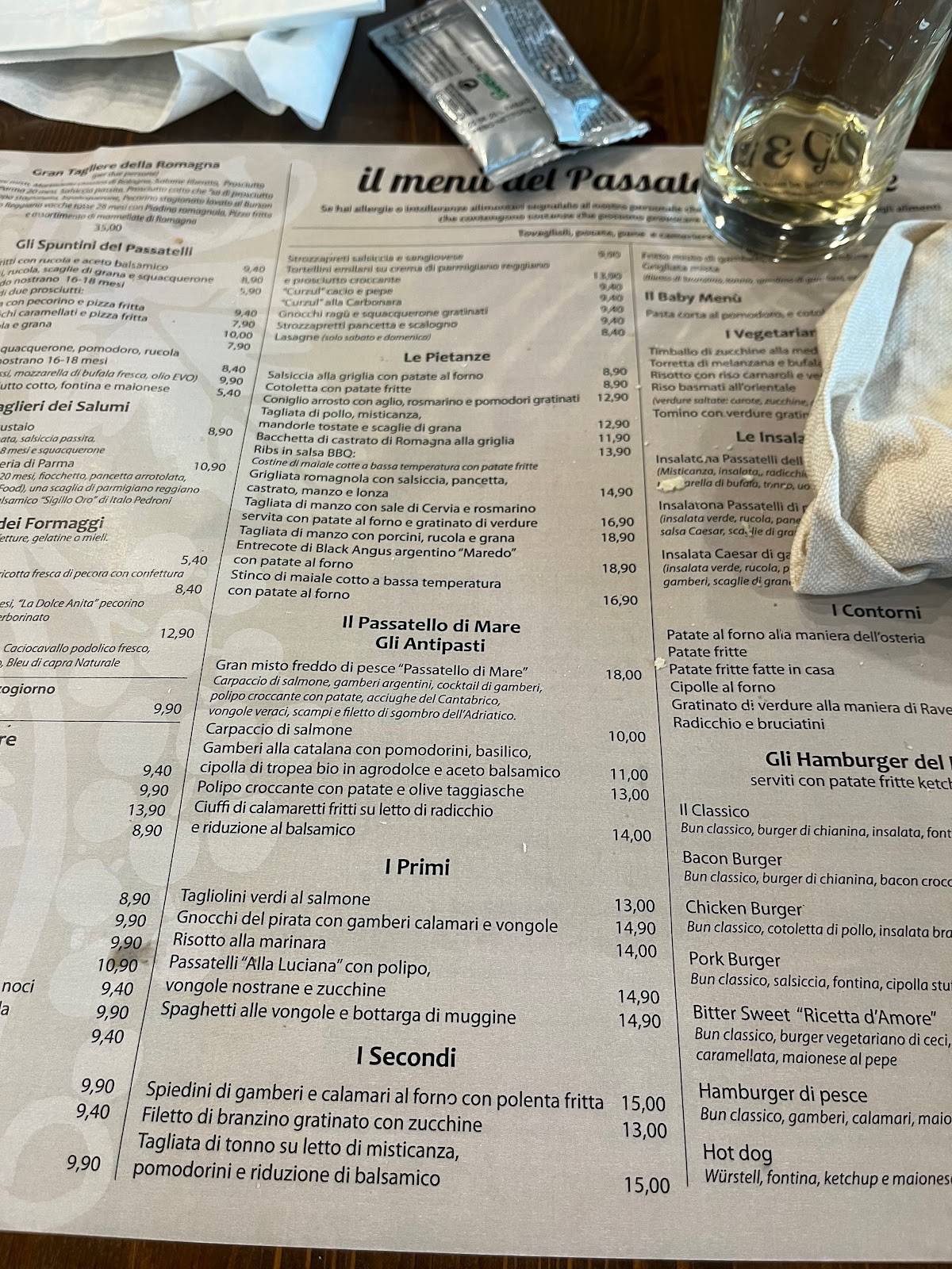 Menu di Passatelli&Giove 