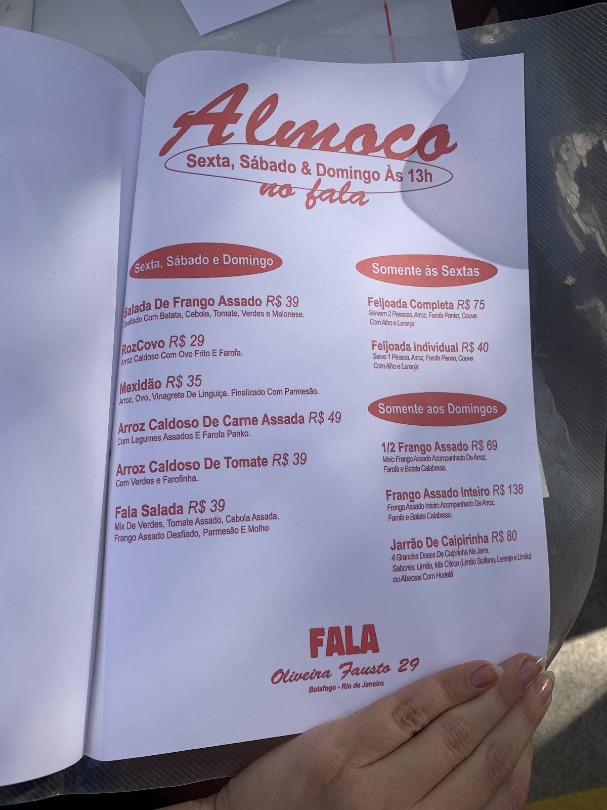 Fala Bar cardápio