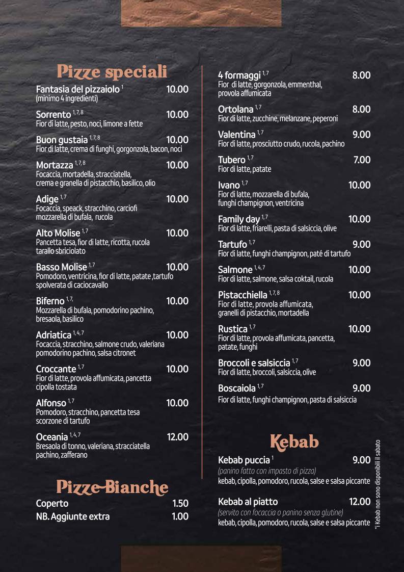 Menu di Familyday Pizzeria termoli 