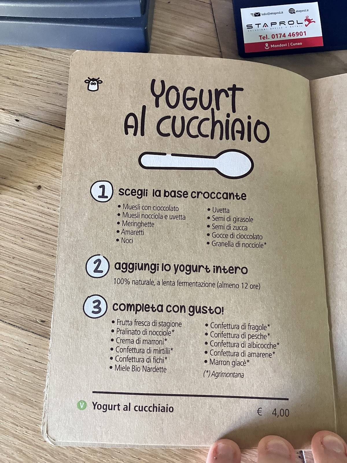 Menu di Famù Nel Parco 