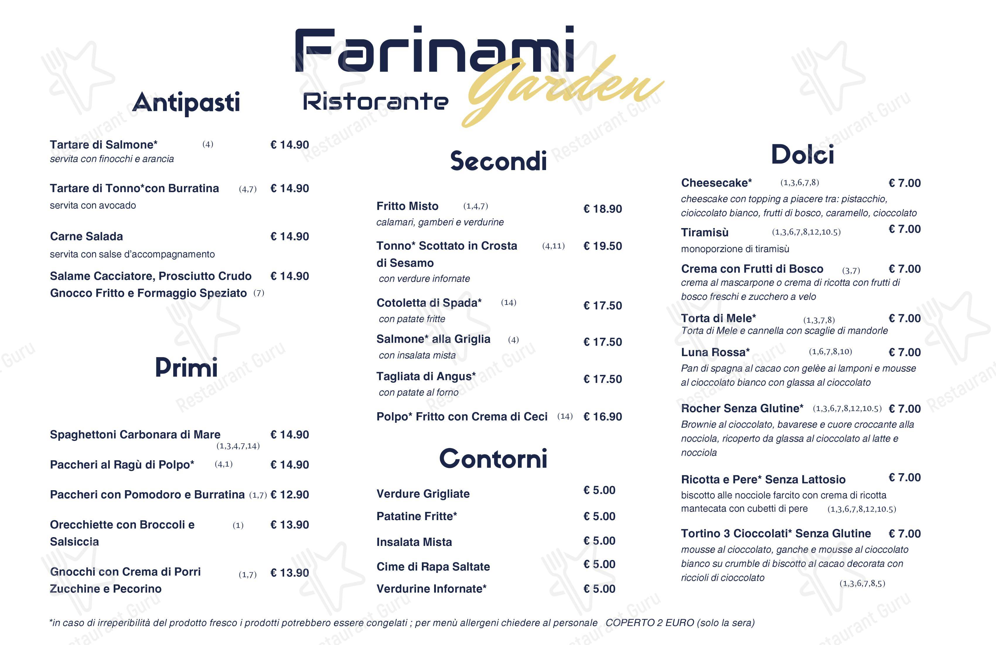 Farinami Garde in Sesto San Giovanni - Menu