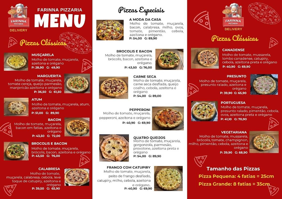 Farinna Pizzaria cardápio