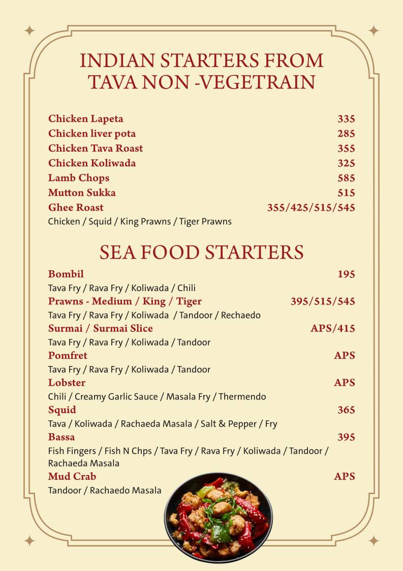 Farmhouse Sea n Sand menu