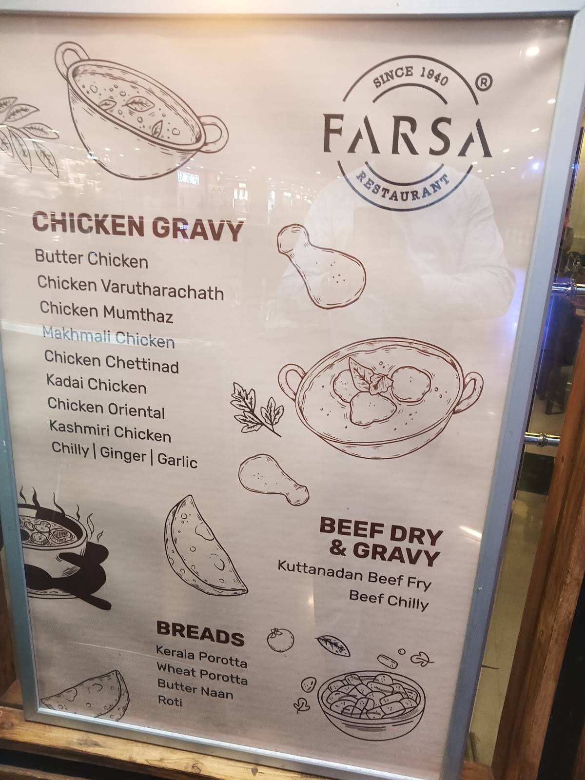 Farsa Restaurant menu