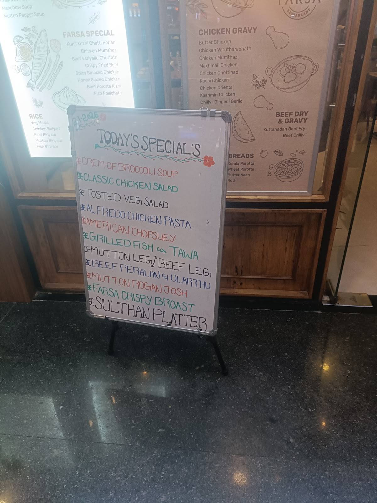 Farsa Restaurant menu
