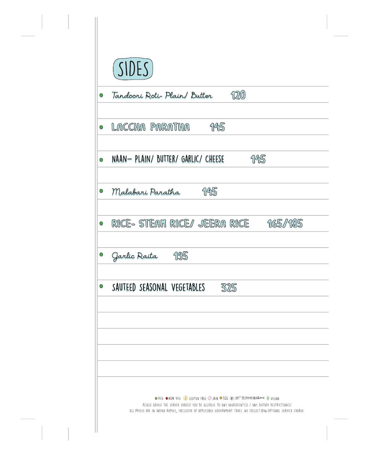 Farzi Cafe menu