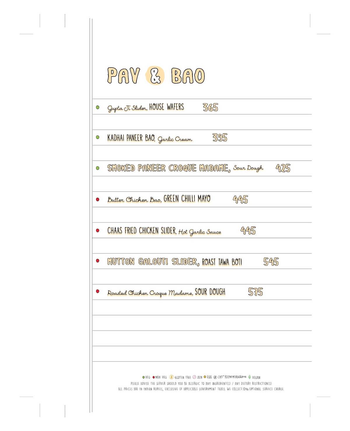 Farzi Cafe menu