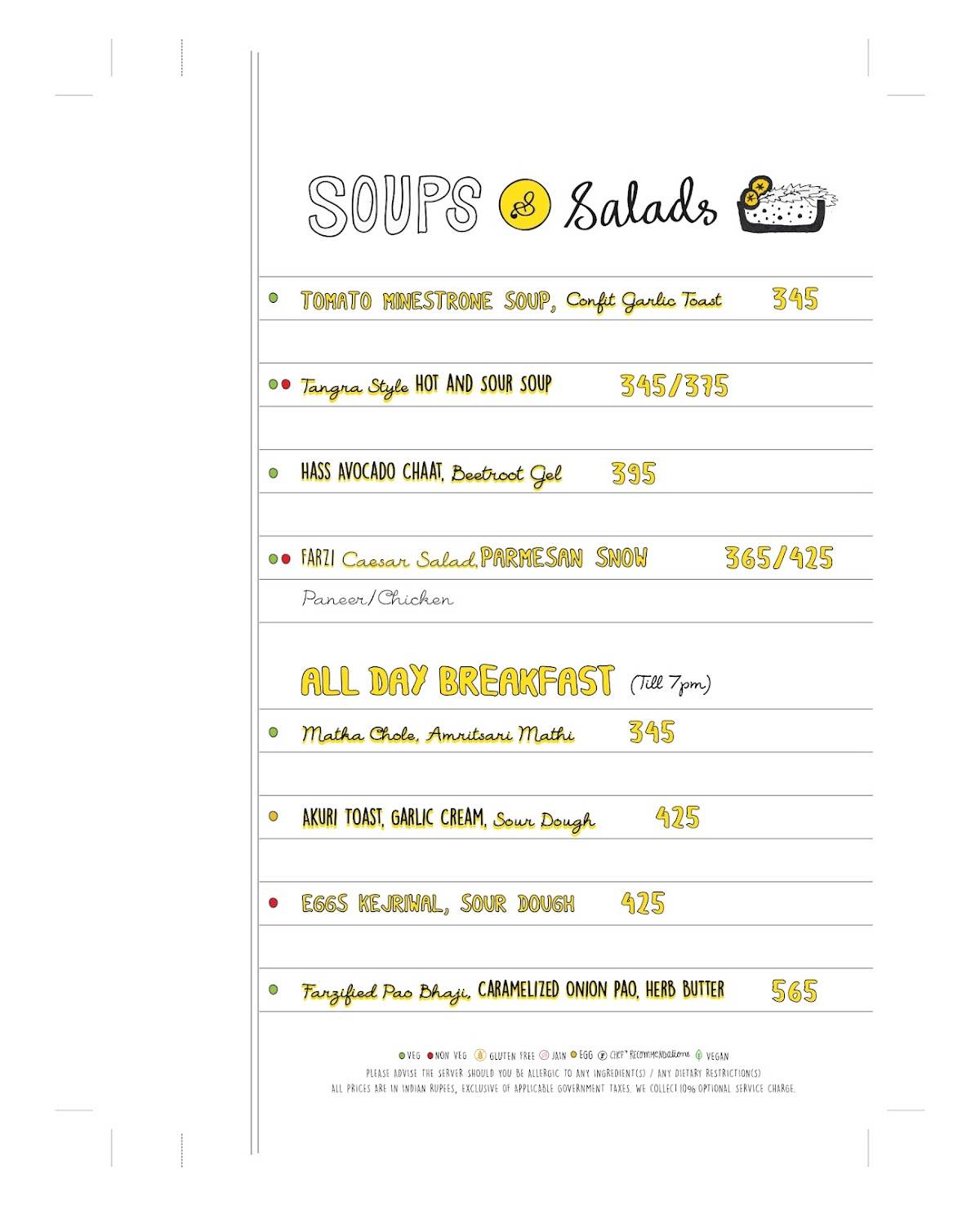 Farzi Cafe menu