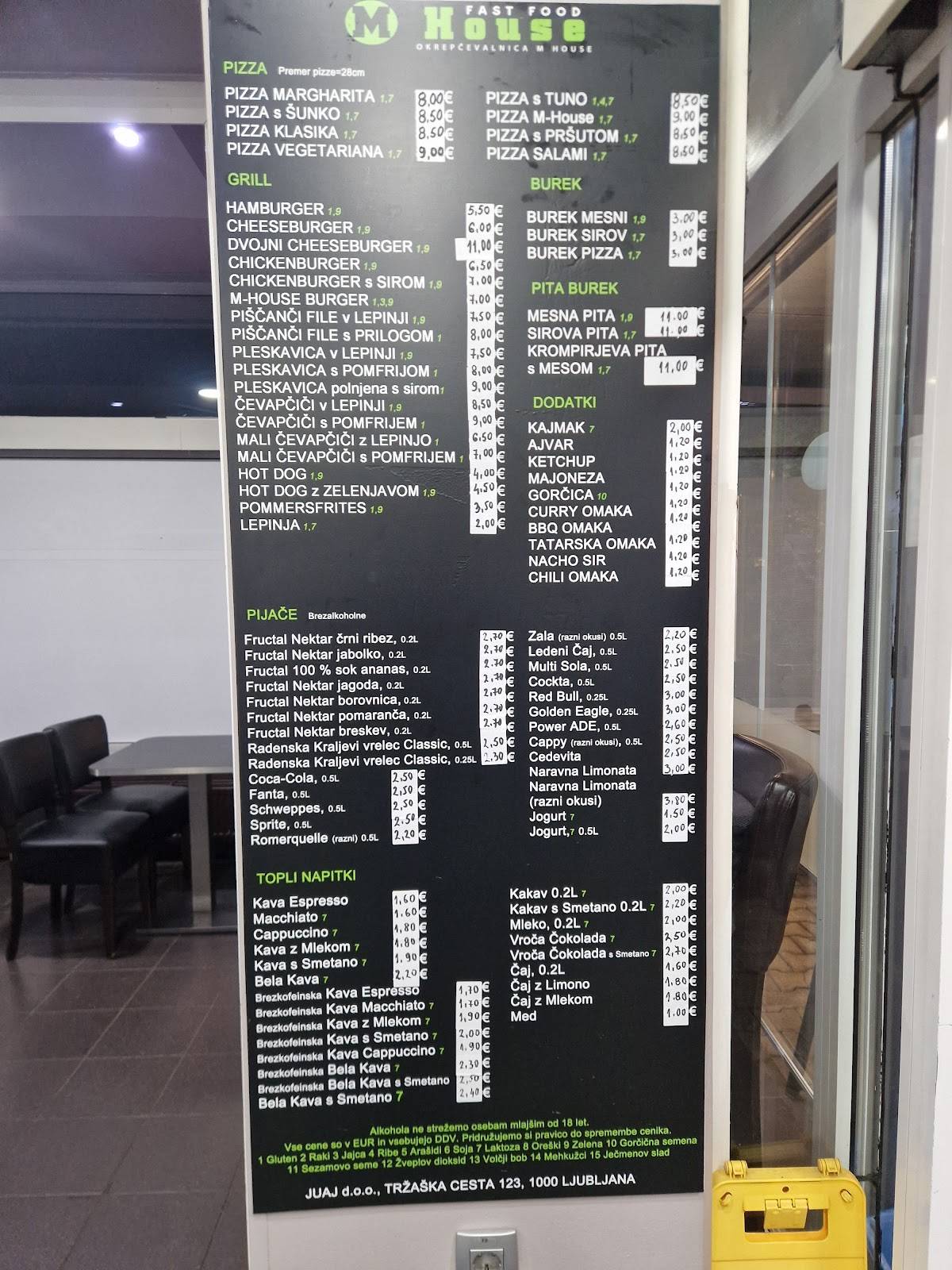 Menu di Fast Food "M House" 