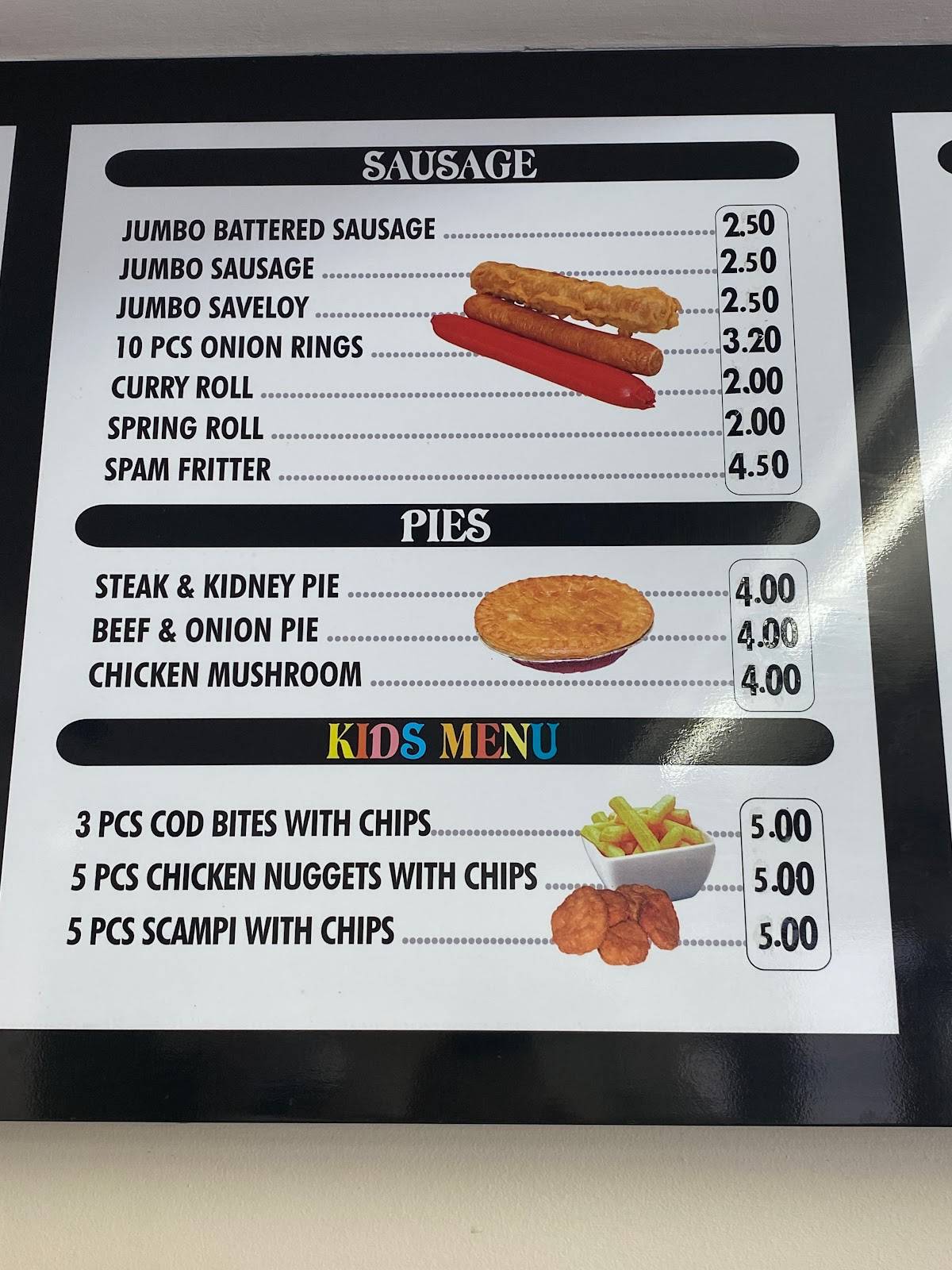 Menu at Anchor Fish and Chips fast food, Ongar