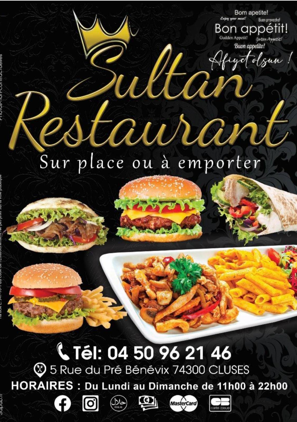 Menu de Sultan Restaurant Cluses