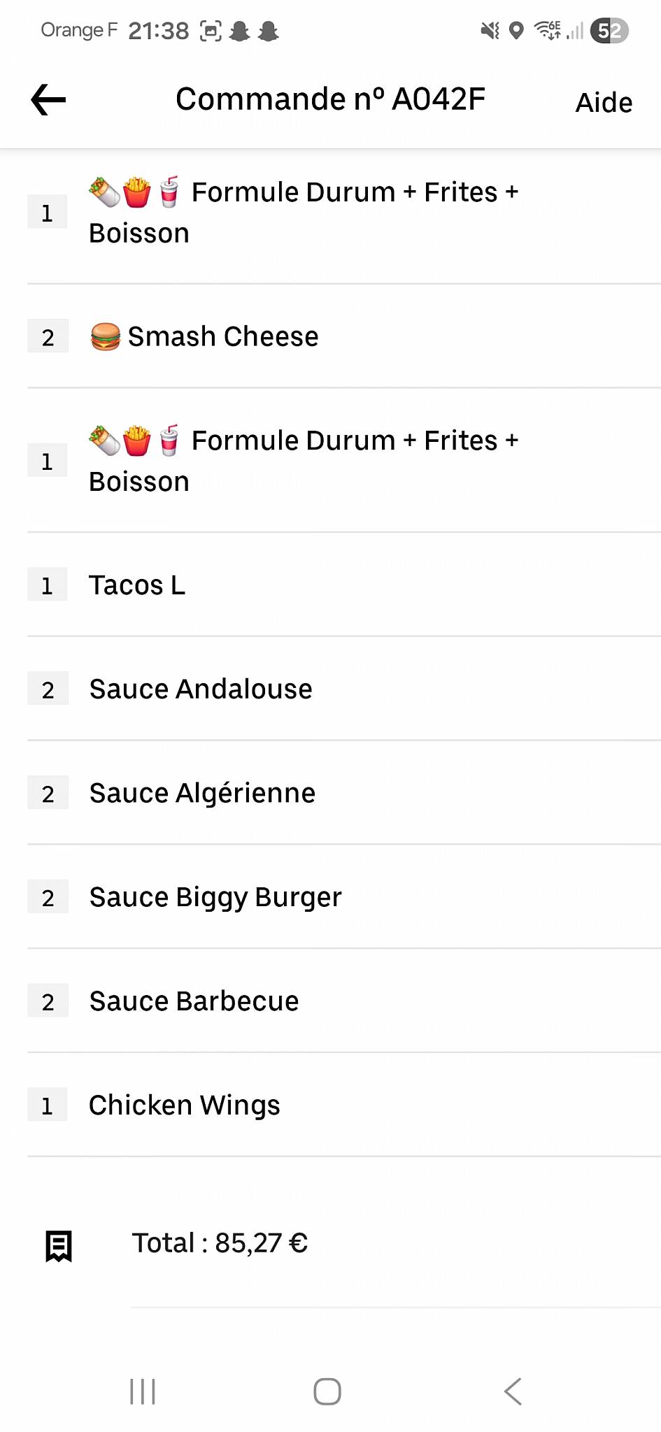 Menu de L'Istanbul