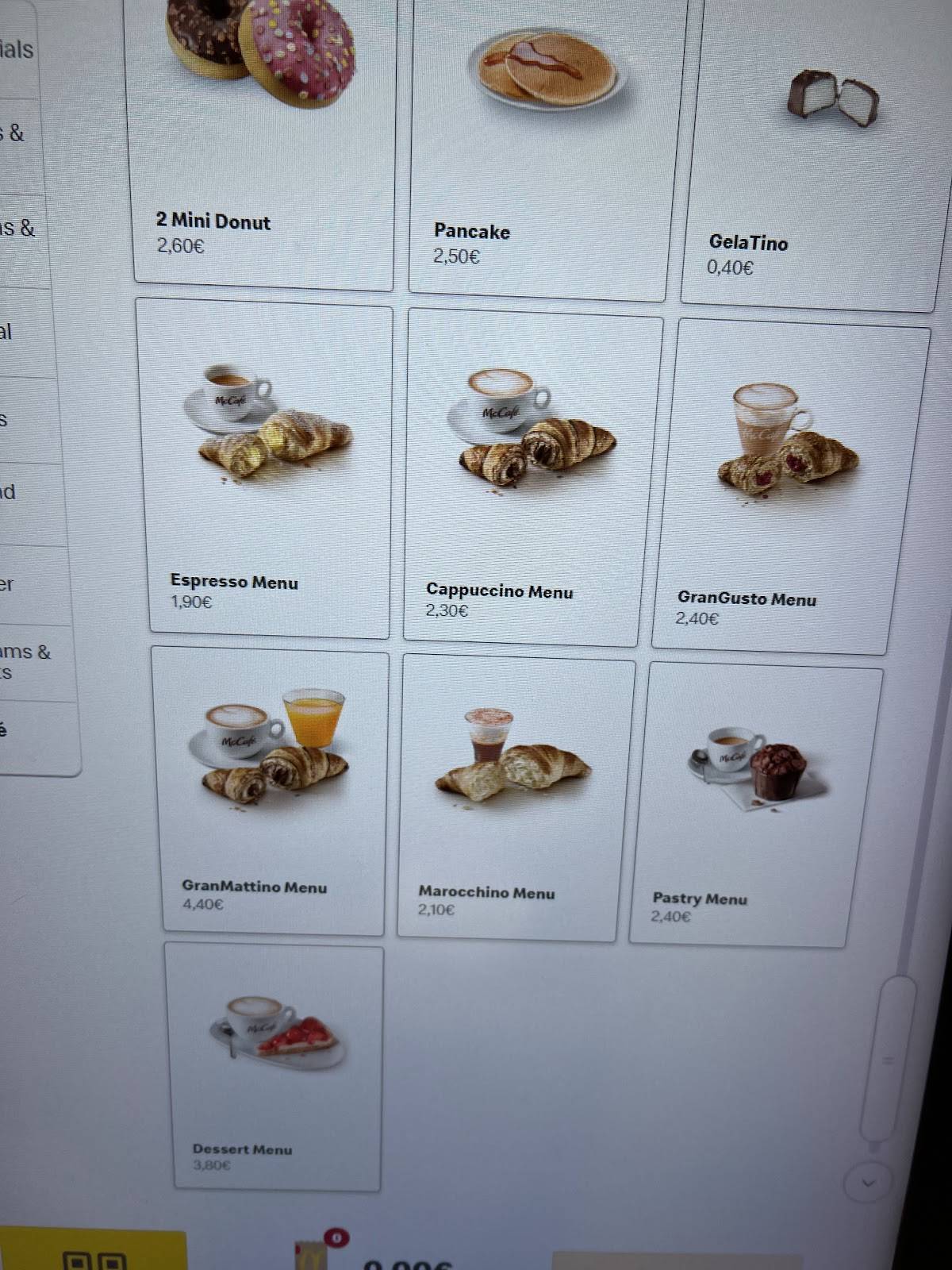 Menu di McDonald's Roma Borgo Pio 