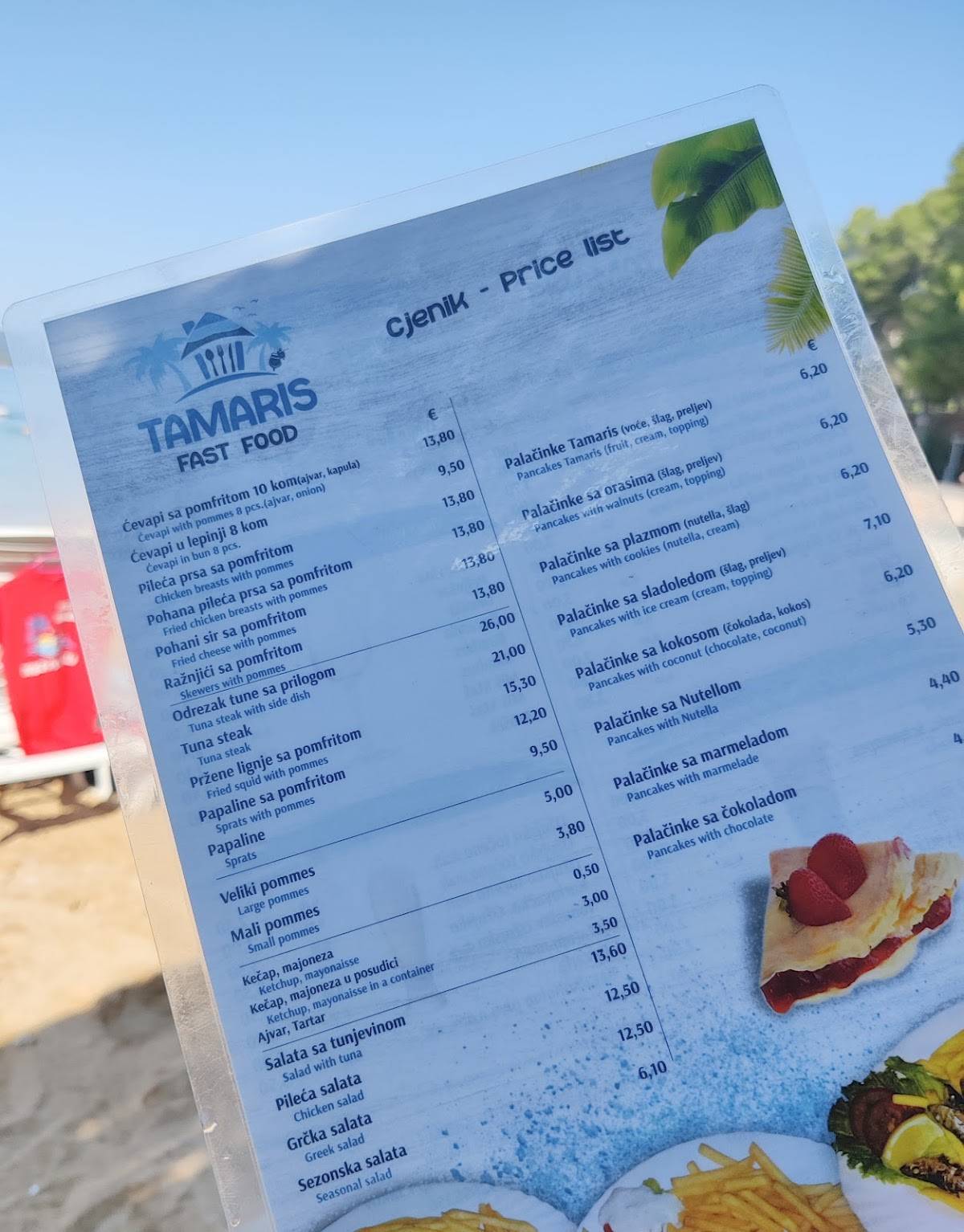 Menu di Fast food Tamaris 