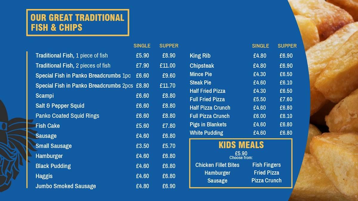 Menu at Viking Chippy fast food, Largs