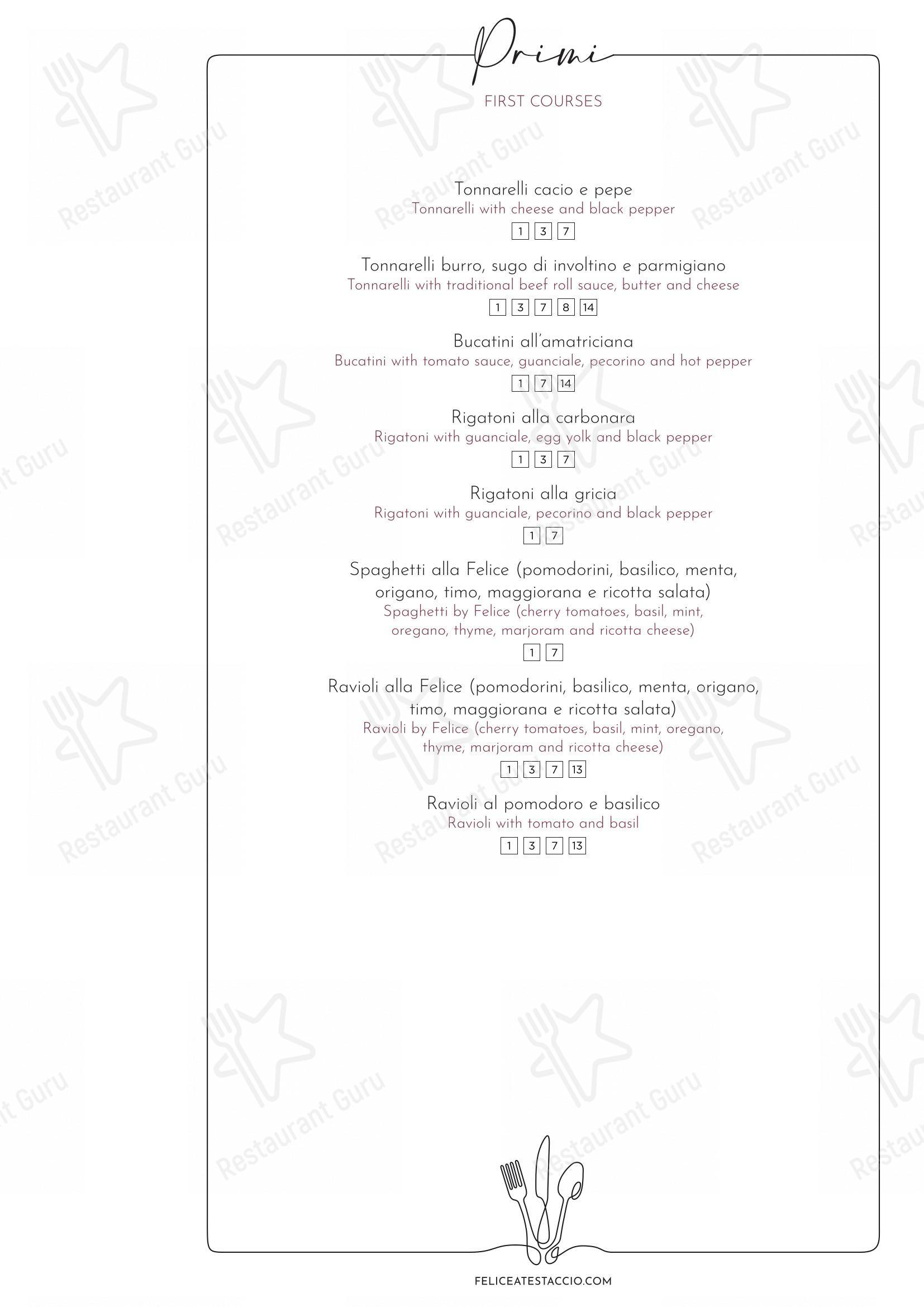 Menu bar per Felice a Testaccio ROMA ristorante con griglia